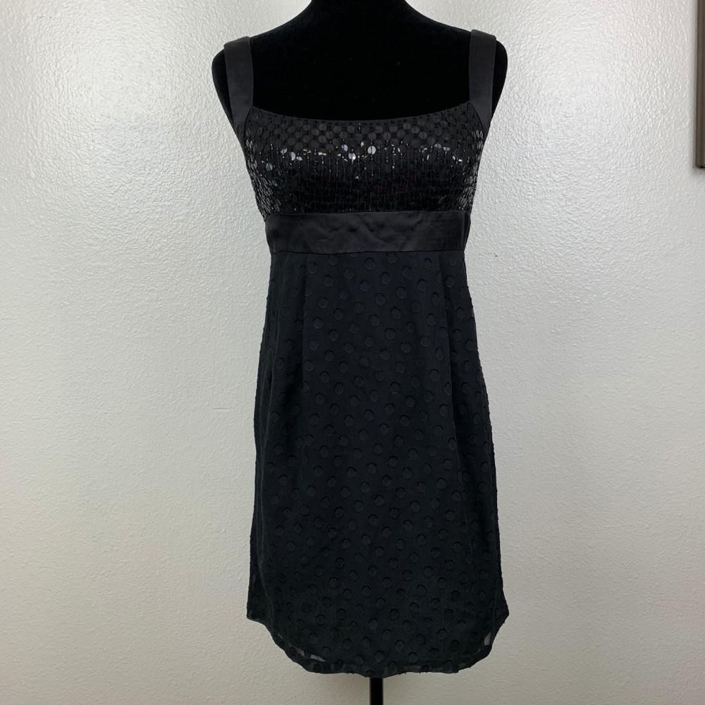 Nanette Lepore Black Sequin‎ Polka Dots Silk Dress